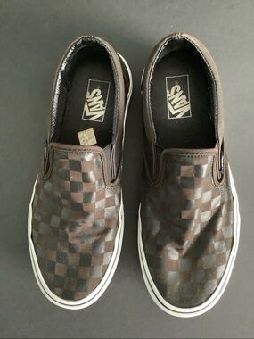 Vans Checkerboard Slip-On Loafers - Brown/White